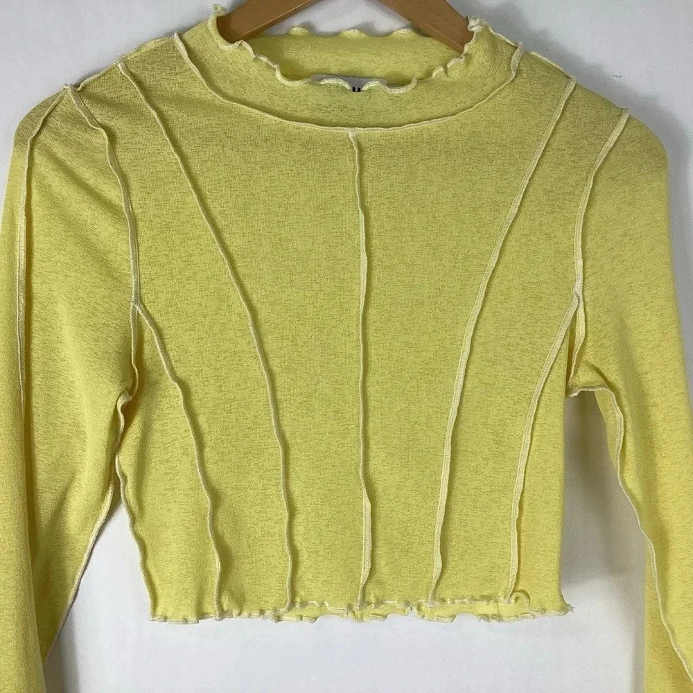 TWIIN Cropped Sheer Top Medium Yellow - Picture 4 of 8
